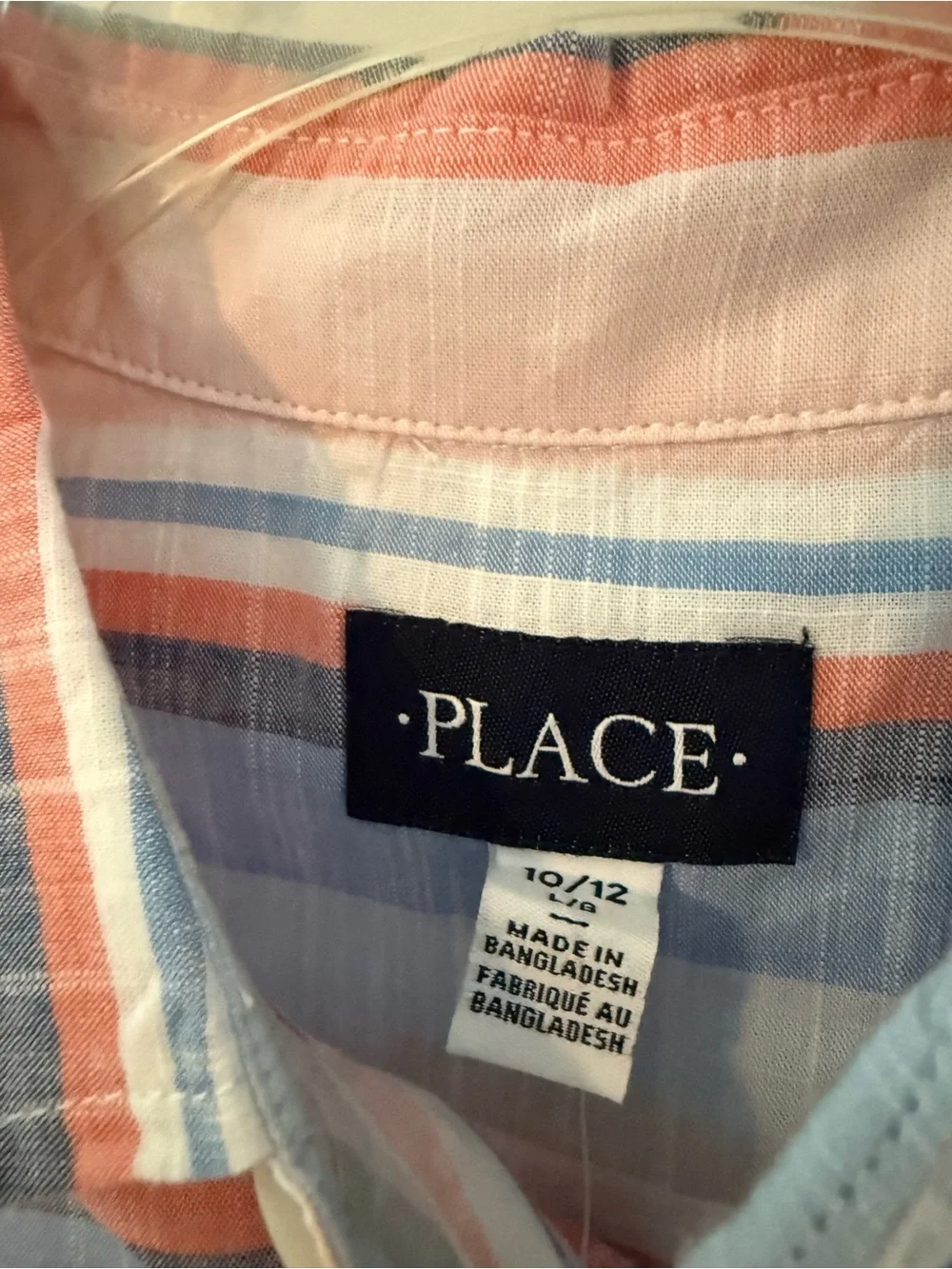 New with tags Short-Sleeve Striped Button-Down Blue & Coral - Childrens Place